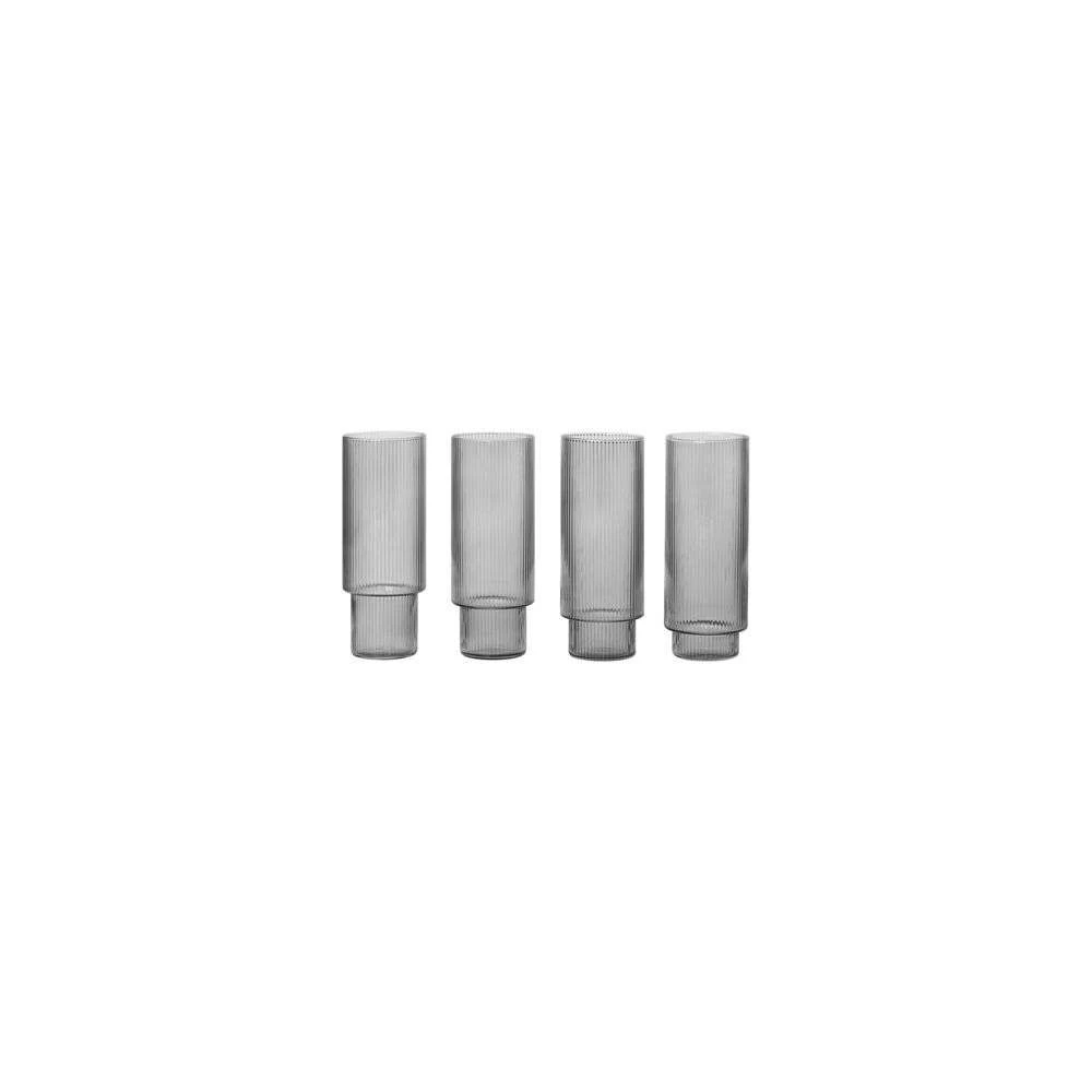 Ripple Long Drink Glasses Set Of 4 Smoked Grey - Ferm LIVING - Koop Online 3 Ripple Long Drink Glasses Set Of 4 Smoked Grey - Ferm LIVING - Koop Online