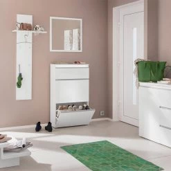 Hal Kapstok In Wit Of Antraciet Glanzend Hout - Emanuelito -Kortingswinkel voor woondecoratie appendiabiti da ingresso in legno lucido bianco o antracite emanuelito 2