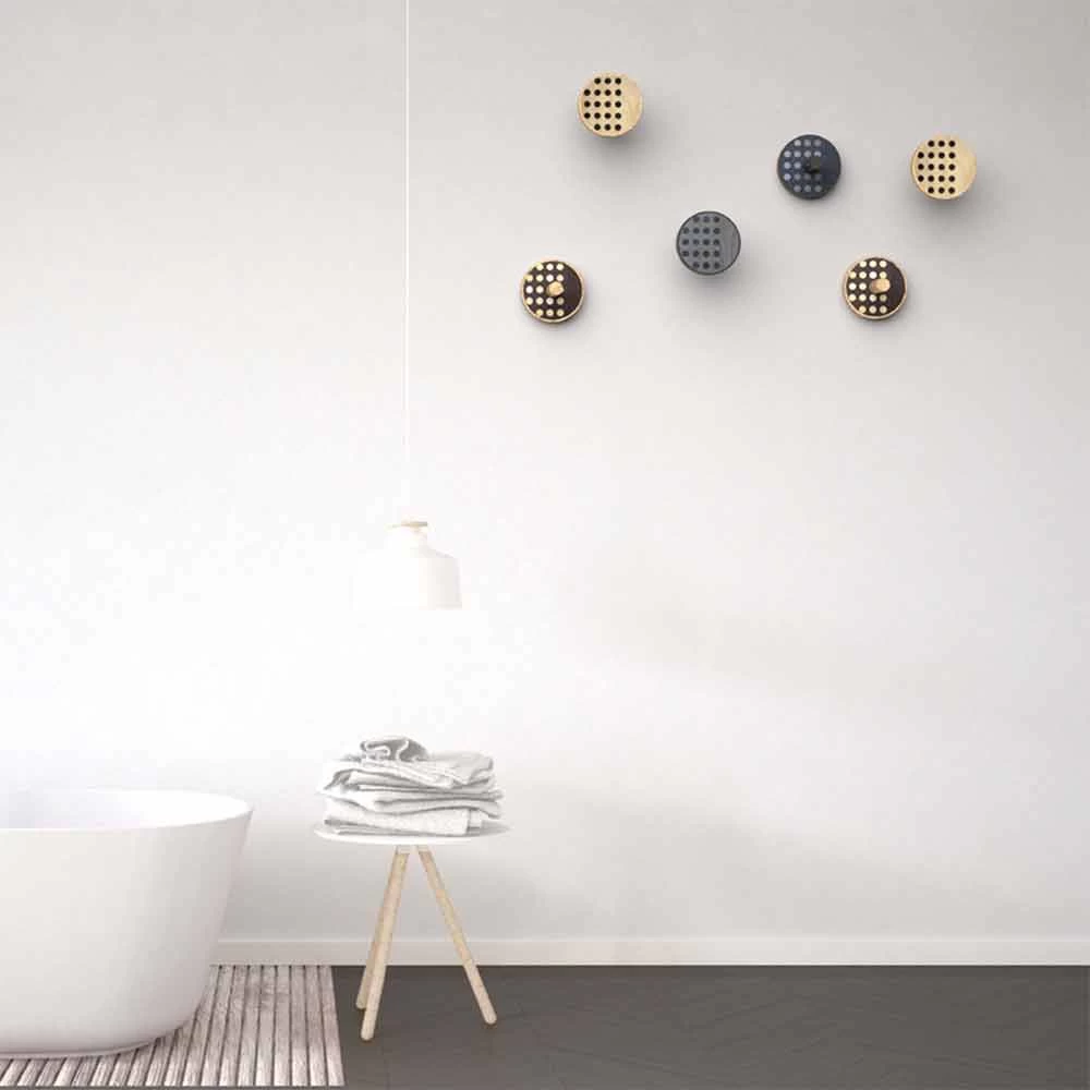 Wandkapstok In Essenhout Met Polkadot-inleg 2 Stuks - Quatto 13 Wandkapstok In Essenhout Met Polkadot-inleg 2 Stuks - Quatto - Afbeelding 11