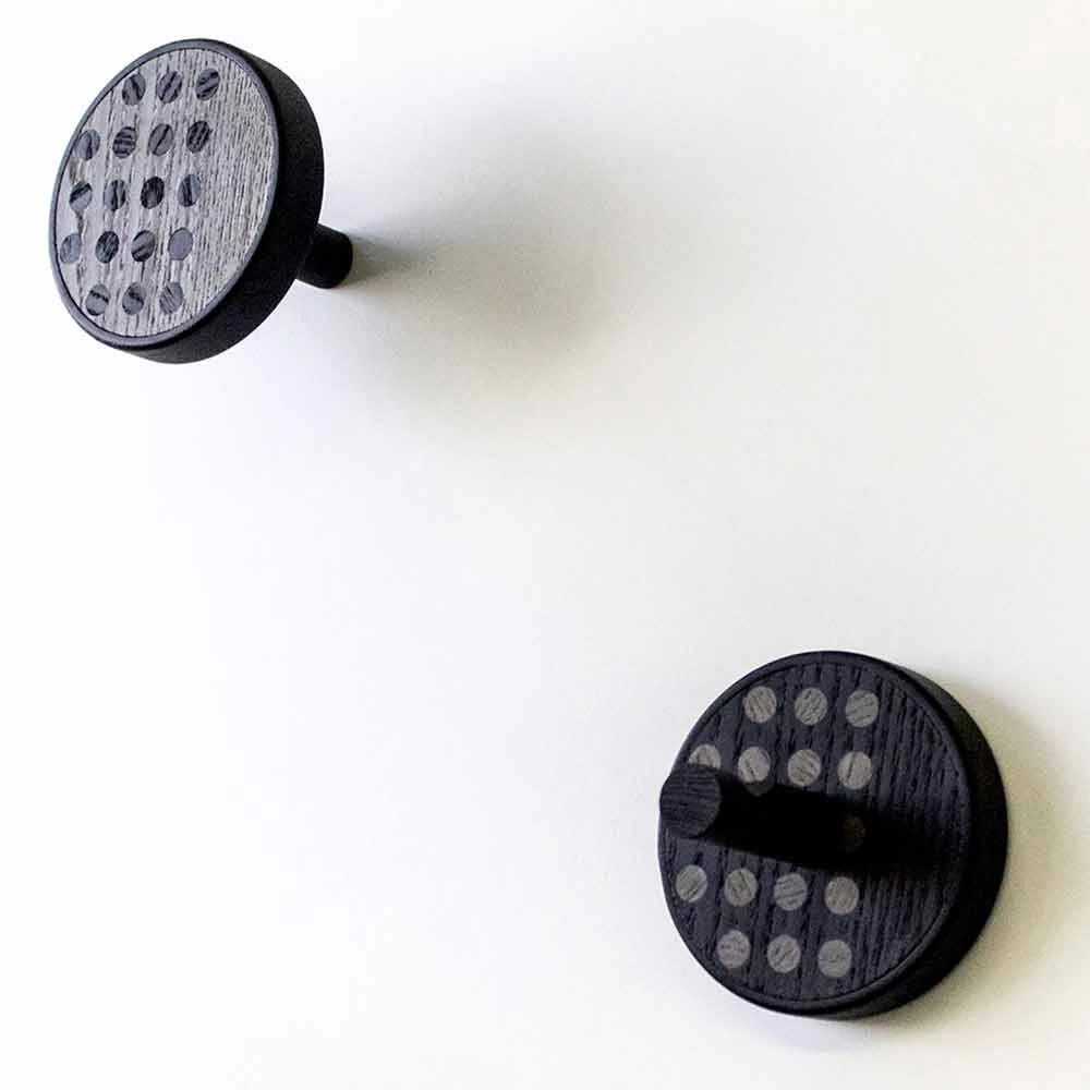 Wandkapstok In Essenhout Met Polkadot-inleg 2 Stuks - Quatto 6 Wandkapstok In Essenhout Met Polkadot-inleg 2 Stuks - Quatto - Afbeelding 4