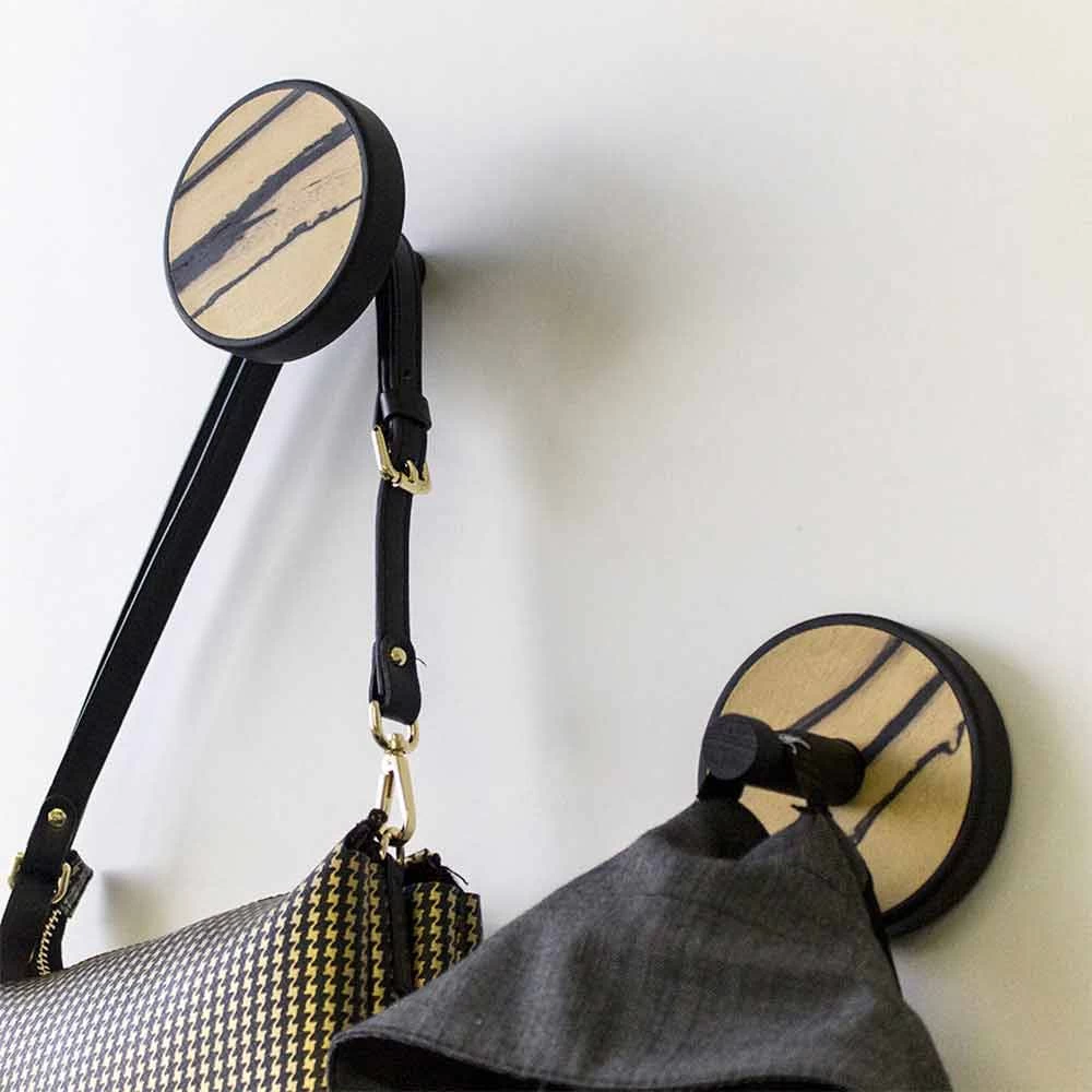 Wandkleerhanger In Kostbaar Licht Ebbenhout 2 Stuks - Casimiro 4 Wandkleerhanger In Kostbaar Licht Ebbenhout 2 Stuks - Casimiro - Afbeelding 2