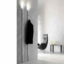 Metalen Wandkleerhanger Met 2 Haken En Ledlamp Made In Italy - Osmio