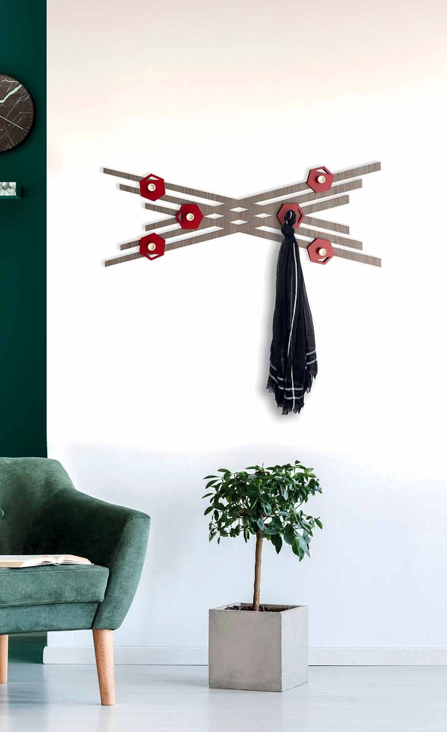 Modern Design Wandkapstok In Gekleurd Gelakt Hout - Picassino 9 Modern Design Wandkapstok In Gekleurd Gelakt Hout - Picassino - Afbeelding 7