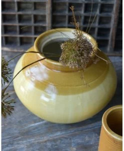 Bolle Handgemaakte Pot In Oud Oker Bruine Tinten, Unique IB Laursen