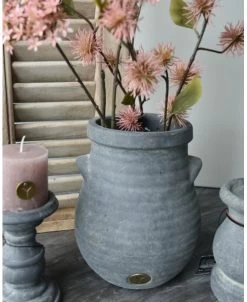 Bolle Vaas Met Ribbel Reliëf En Dichte Oortjes Majestic, Brynxz