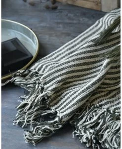 Geweven Sprei Olijfgroen Gebroken Wit Gestreept Met Kwastjes, IB Laursen 17 Geweven Sprei Olijfgroen Gebroken Wit Gestreept Met Kwastjes, IB Laursen -Kortingswinkel voor woondecoratie geweven sprei olijfgroen gebroken wit gestreept met kwastjes ib laursen 7