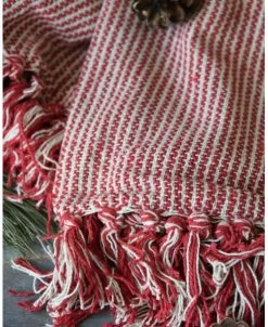 Geweven Woonkleed/ Sprei Gebroken Wit Met Fijne Rode Strepen, IB Laursen -Kortingswinkel voor woondecoratie geweven woonkleed sprei gebroken wit met fijne rode strepen ib laursen 1 6