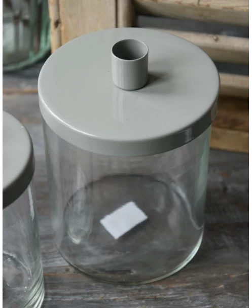 Glazen Pot Met Grijs Metalen Kaarsen Inzet, IB Laursen 4 Glazen Pot Met Grijs Metalen Kaarsen Inzet, IB Laursen - Afbeelding 2