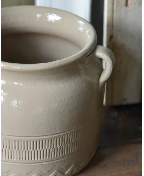 Gres Pot Met Patroon In Onderrand En Oren, IB Laursen 4 Gres Pot Met Patroon In Onderrand En Oren, IB Laursen - Afbeelding 2