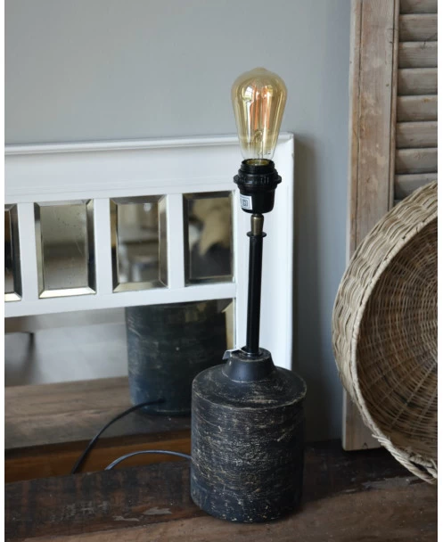 Houten Lampenvoet In Antiek Zwart 5 Houten Lampenvoet In Antiek Zwart - Afbeelding 3