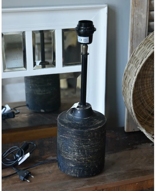 Houten Lampenvoet In Antiek Zwart 9 Houten Lampenvoet In Antiek Zwart - Afbeelding 7