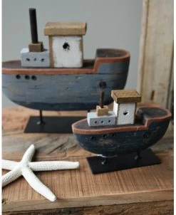 Houten Schip Op Metalen Standaard Handgeschilderd Blauw Groot, IB Laursen -Kortingswinkel voor woondecoratie houten schip op metalen standaard handgeschilderd blauw groot ib laursen 2