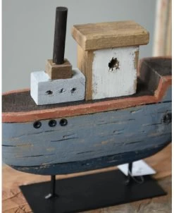 Houten Schip Op Metalen Standaard Handgeschilderd Blauw Groot, IB Laursen -Kortingswinkel voor woondecoratie houten schip op metalen standaard handgeschilderd blauw groot ib laursen 6