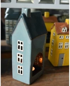 Keramiek Theelicht Huis Nyhavn In Zee Blauw, IB Laursen -Kortingswinkel voor woondecoratie keramiek theelicht pakhuis nyhavn in zee blauw ib laursen 3