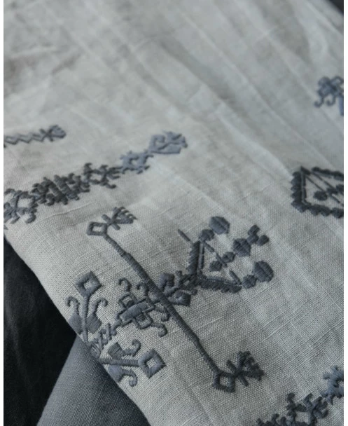 Kussen Hoes Linnenlook Met Grijs Borduursel, IB Laursen 5 Kussen Hoes Linnenlook Met Grijs Borduursel, IB Laursen - Afbeelding 3