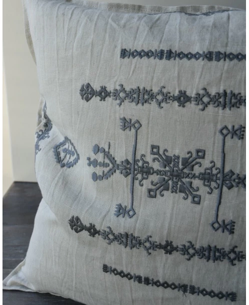 Kussen Hoes Linnenlook Met Grijs Borduursel, IB Laursen 6 Kussen Hoes Linnenlook Met Grijs Borduursel, IB Laursen - Afbeelding 4