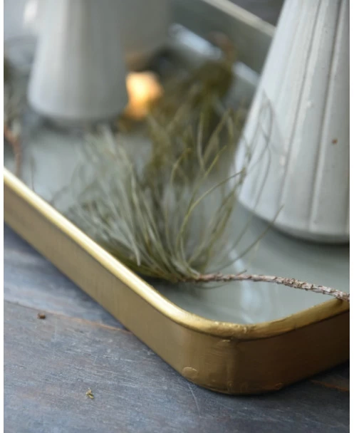 Langwerpige Tray Grijs Van Binnen En Antiek Gouden Rand, IB Laursen 5 Langwerpige Tray Grijs Van Binnen En Antiek Gouden Rand, IB Laursen - Afbeelding 3