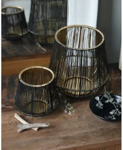 Metalen Draad Windlicht Zwart Goud Groot -Kortingswinkel voor woondecoratie metalen draad windlicht zwart goud groot 2