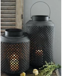 Metalen Lantaarn Met Gaatjes Patroon, XL -Kortingswinkel voor woondecoratie metalen lantaarn met gaatjes patroon xl 3
