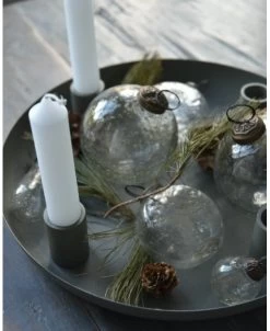 Metalen Schaal Met 4 Kaarsen Inzets Olijf Groen, IB Laursen