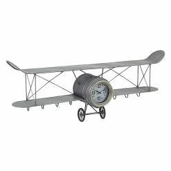 Vliegtuigvormige Wandklok Van Staal En Glas Homemotion - Plano