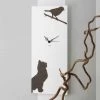 Witte Wandklok Met Houten Dierendecoraties Modern Design - Suspense