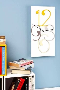 Wandklok Gekleurd En Wit Hout Rechthoekig Modern Ontwerp - Wiskunde -Kortingswinkel voor woondecoratie orologio a muro legno colorato e bianco design rettangolare moderno matematica 2