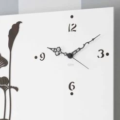 Moderne Rechthoekige Wandklok In Wit Versierd Design Hout - Croco -Kortingswinkel voor woondecoratie orologio a muro moderno rettangolare in legno bianco decorato di design croco 1