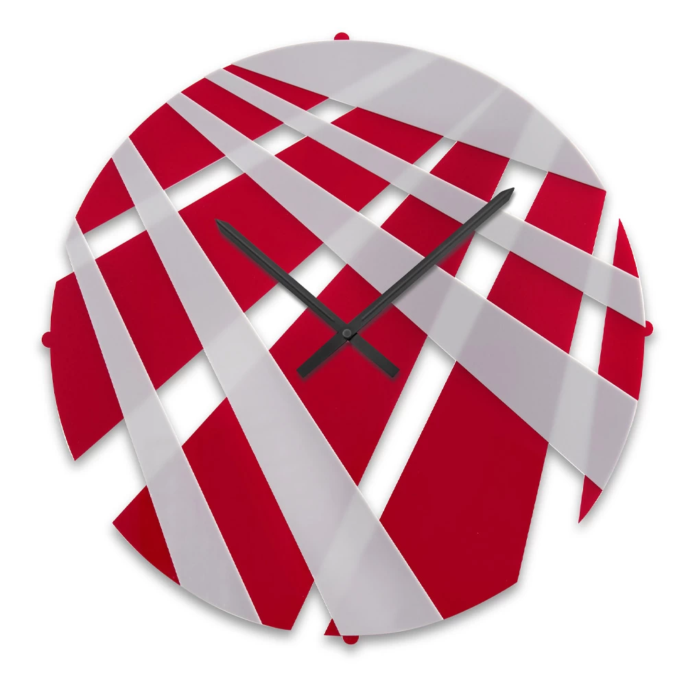 Ronde Wandklok Van Gekleurd Plexiglas En Geometrische Decoraties - Strioso 3 Ronde Wandklok Van Gekleurd Plexiglas En Geometrische Decoraties - Strioso