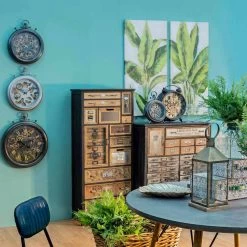 Wandklok In Staal En Glas Design Vintage Homemotion - Gringo -Kortingswinkel voor woondecoratie orologio a parete in acciaio e vetro design vintage homemotion gringo 3
