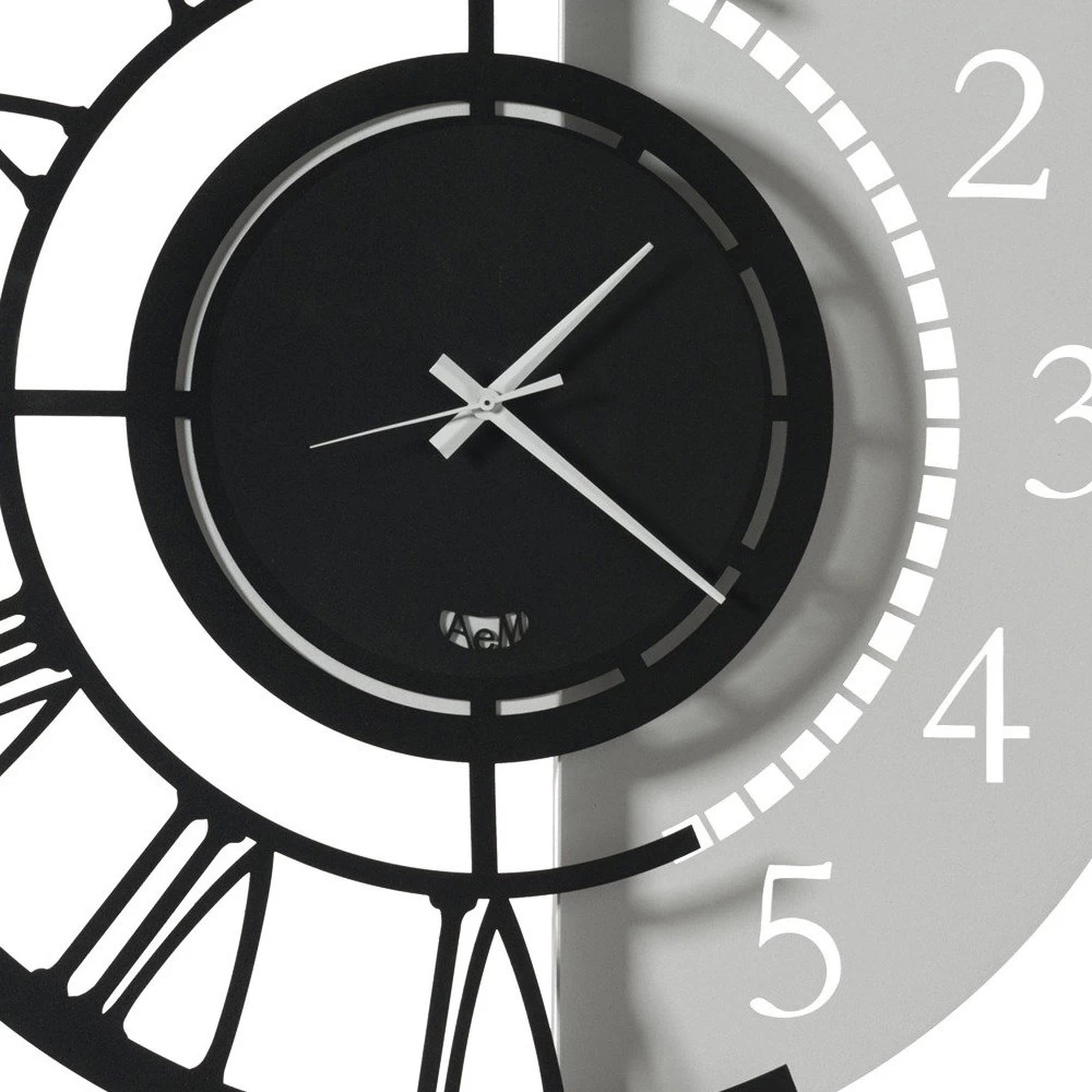 Moderne Ronde Design Ijzeren Wandklok Dubbele Nummering - Kassio 6 Moderne Ronde Design Ijzeren Wandklok Dubbele Nummering - Kassio - Afbeelding 4