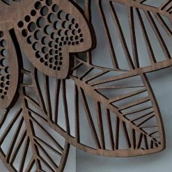 Wandklok In Licht Of Donker Hout Met Een Modern Bloemmotief - Aquilegia -Kortingswinkel voor woondecoratie orologio a parete in legno chiaro o scuro dal design moderno a fiore aquilegia 3