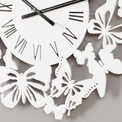 Wandklok Gekleurd Hout Modern Design Versierd Met Vlinders - Papilio -Kortingswinkel voor woondecoratie orologio a parete legno colorato design moderno decorato con farfalle papilio 2