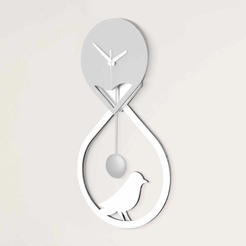 Slingerklok Muur Van Modern Design Gestileerd Wit En Grijs - Thebe 3 Slingerklok Muur Van Modern Design Gestileerd Wit En Grijs - Thebe