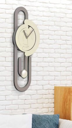 Kortingswinkel voor woondecoratie -Kortingswinkel voor woondecoratie orologio a pendolo da parete design moderno in legno beige e marrone graffetta 1