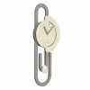 Slinger Wandklok Modern Design In Beige En Bruin Hout - Paperclip -Kortingswinkel voor woondecoratie orologio a pendolo da parete design moderno in legno beige e marrone graffetta