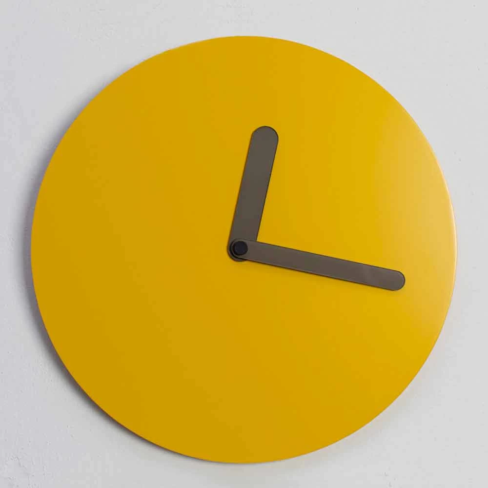 Moderne Wandklok In Oker Hout Rond Design Gemaakt In Italië - Amaltea 3 Moderne Wandklok In Oker Hout Rond Design Gemaakt In Italië - Amaltea