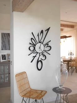 Design Wandklok In Zwart Ijzer Of Aluminium Made In Italy - Oceano -Kortingswinkel voor woondecoratie orologio da parete di design in ferro nero o alluminio made in italy oceano 5