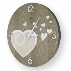 Houten Wand Design Klok Met Todi Harten, Gemaakt In Italië -Kortingswinkel voor woondecoratie orologio da parete in legno con cuori todi made in italy 1