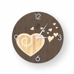 Houten Wand Design Klok Met Todi Harten, Gemaakt In Italië -Kortingswinkel voor woondecoratie orologio da parete in legno con cuori todi made in italy 2