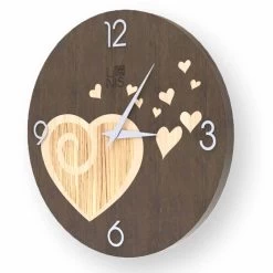 Houten Wand Design Klok Met Todi Harten, Gemaakt In Italië -Kortingswinkel voor woondecoratie orologio da parete in legno con cuori todi made in italy 3
