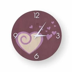 Houten Wand Design Klok Met Todi Harten, Gemaakt In Italië