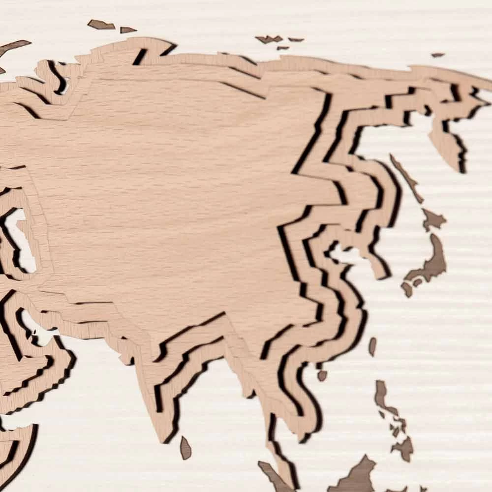 Houten Wandklok Met Wereldkaartdecoratie Made In Italy - Mappo 5 Houten Wandklok Met Wereldkaartdecoratie Made In Italy - Mappo - Afbeelding 3