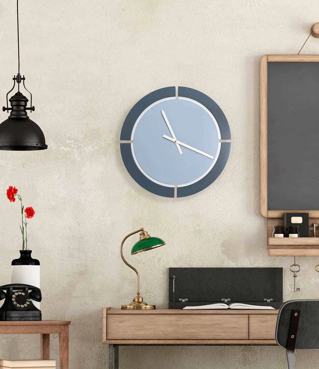 Moderne Ronde Wandklok In Wit Blauw Avio - Savio 5 Moderne Ronde Wandklok In Wit Blauw Avio - Savio - Afbeelding 3