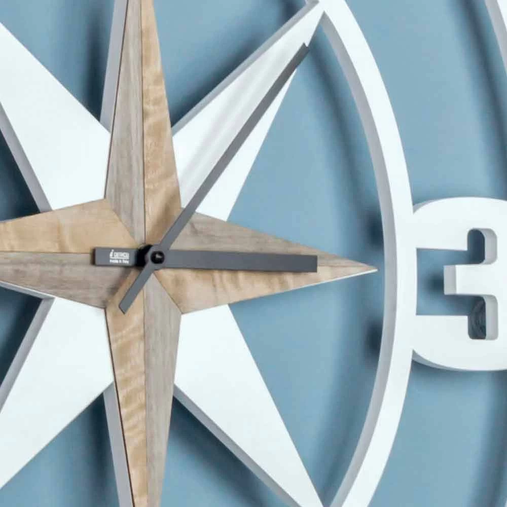 Grote Wandklok Ontwerp In Shabby Wit En Bruin Hout - Scharnier 4 Grote Wandklok Ontwerp In Shabby Wit En Bruin Hout - Scharnier - Afbeelding 2