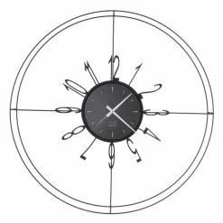 Ronde Wandklok In Wit, Zwart Of Brons Ijzer Made In Italy - Kompas -Kortingswinkel voor woondecoratie orologio tondo da parete in ferro bianco nero o bronzo made in italy bussola 4