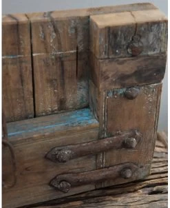 Oud Deurpaneel Met Blauwe Verfresten