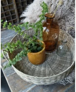 Rond Grijzig Rotan Dienblad Met Hengsels, IB Laursen -Kortingswinkel voor woondecoratie rond grijzig rotan dienblad met hengsels ib laursen 1 2