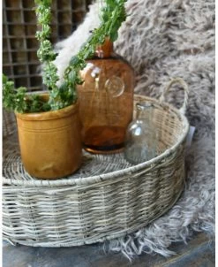 Rond Grijzig Rotan Dienblad Met Hengsels, IB Laursen -Kortingswinkel voor woondecoratie rond grijzig rotan dienblad met hengsels ib laursen 1 7