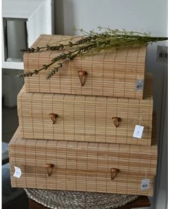Set Bamboe Opberg Kistjes Met Houten Knop Sluiting Van 3, IB Laursen
